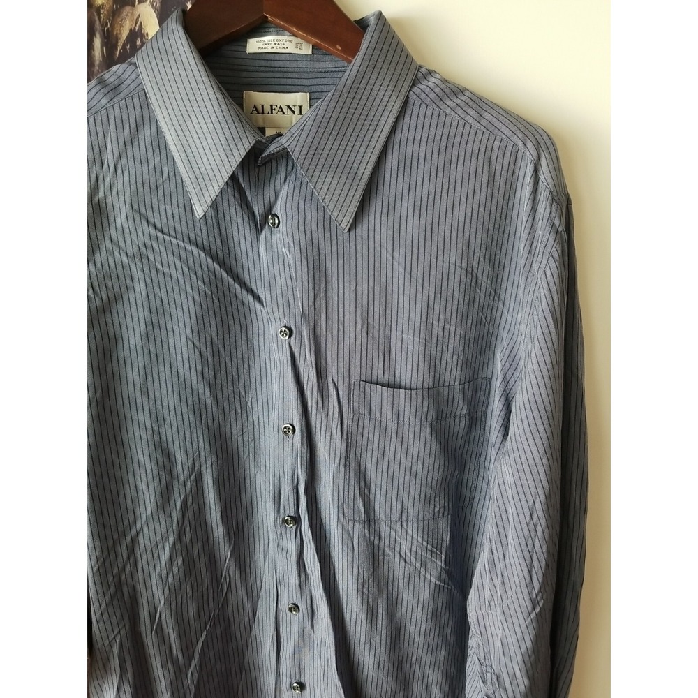 VTG ALFANI Mens‎ Sz 15.5 Caramel Brown L/S Cotton Button Up Dress Shirt